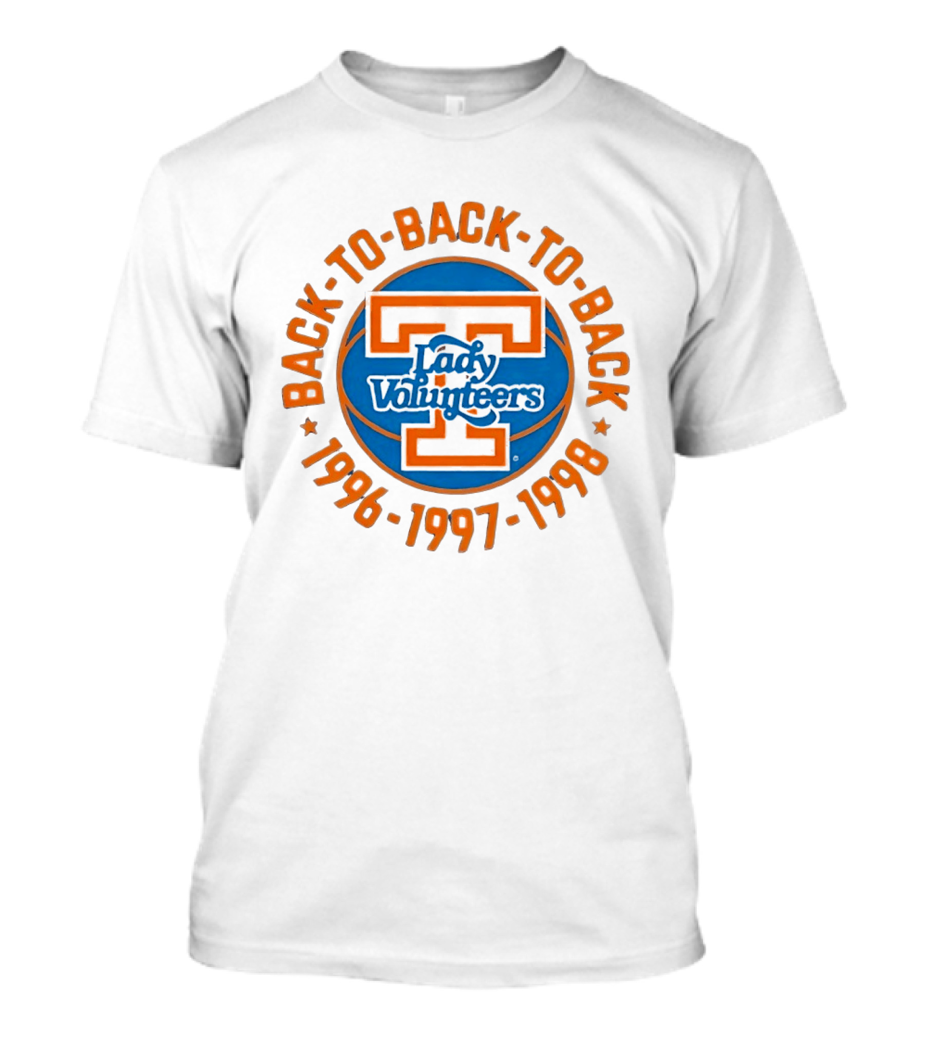 Tennessee Lady Volunteers Back To Back Champions 1996 1997 1998 T-Shirt