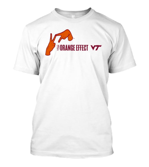 Virginia Tech Hokies 2026 2027 Orange Effect Hand Sign VT T-Shirt