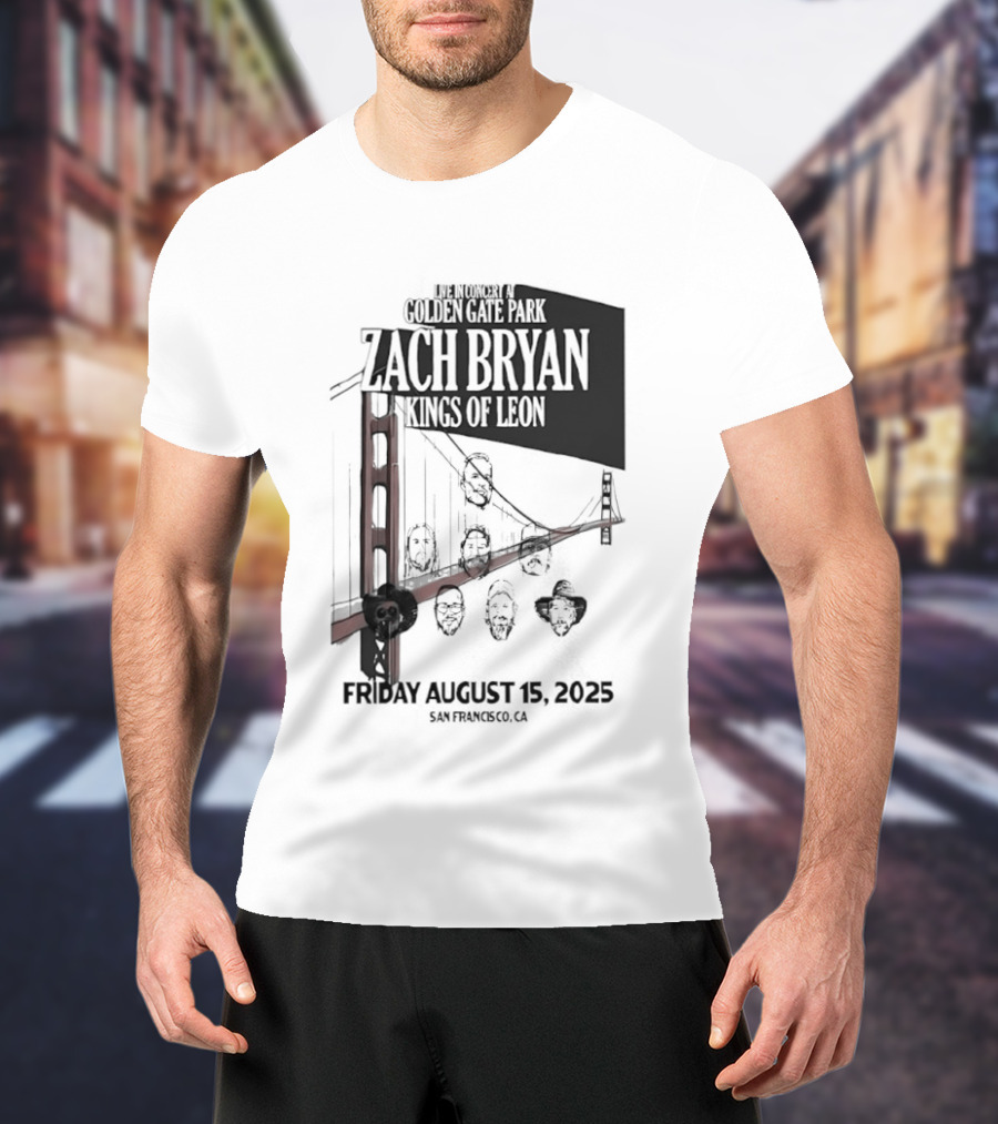 Zach Bryan Kings Of Leon Golden Gate Park San Francisco August 15 2025 Tour T-Shirt