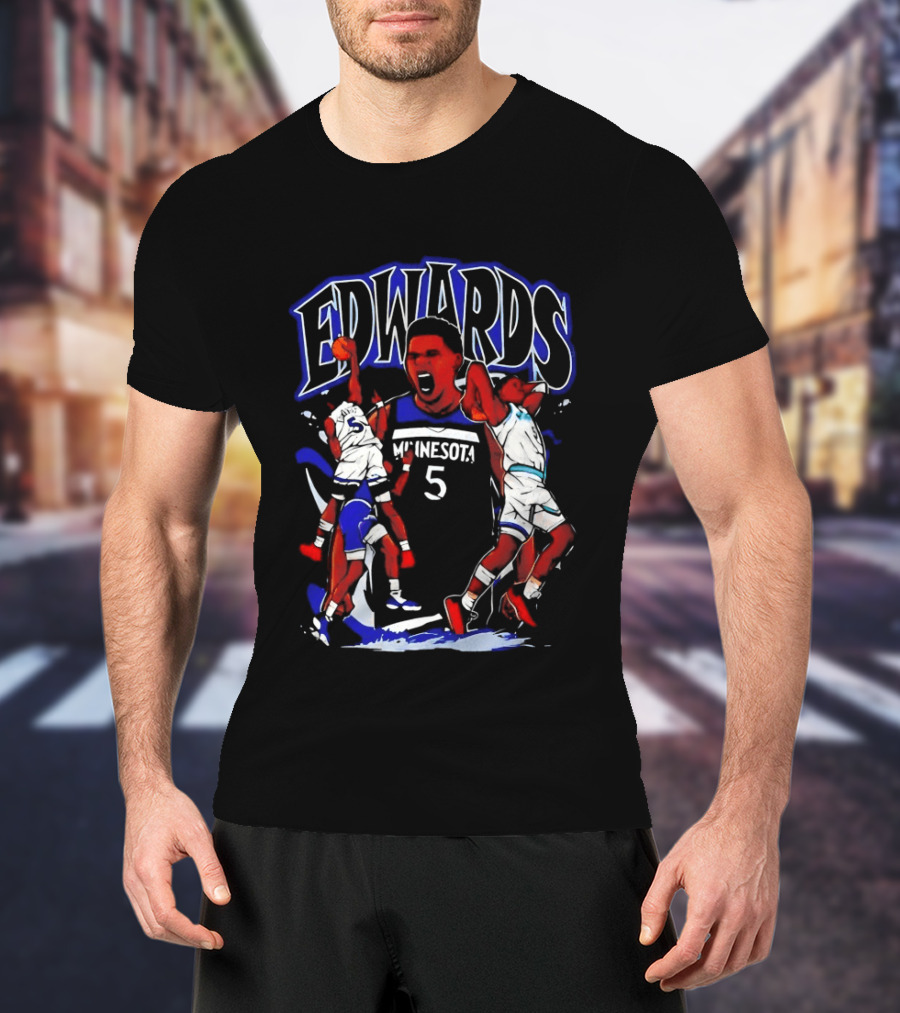 Edwards Minnesota 5 Anime Basketball Sports T-Shirt