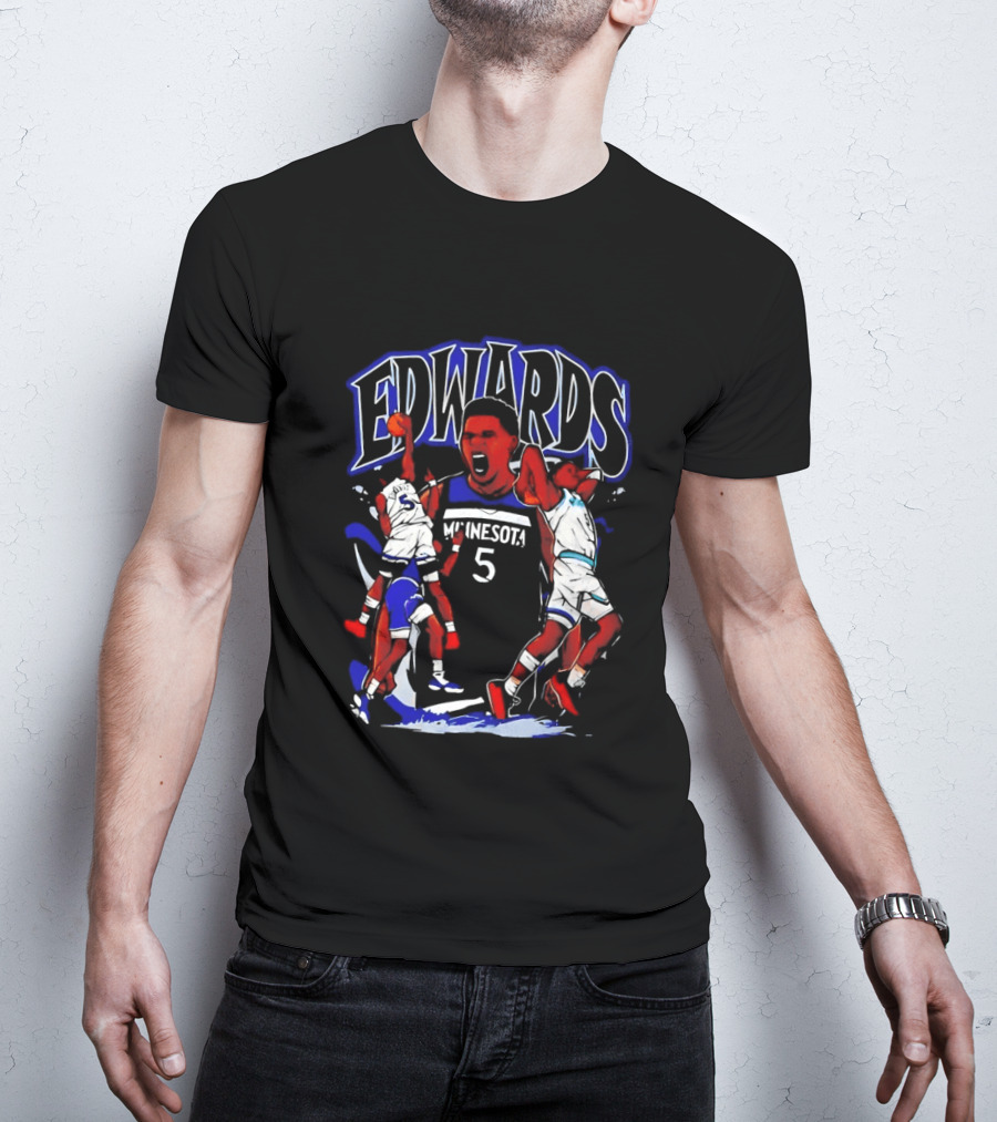 Edwards Minnesota 5 Anime Basketball Sports T-Shirt