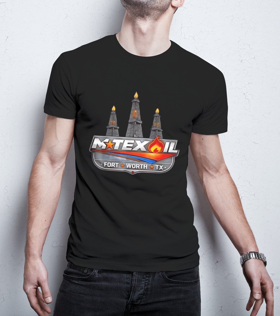 Mtex Oil Fort Worth TX Three Burning Oil Derricks T-Shirt