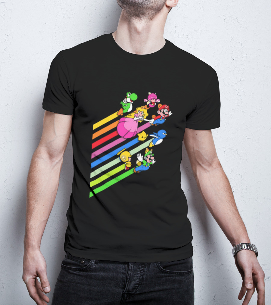 Super Mario Yoshi Princess Peach Rainbow Flight Adventure T-Shirt