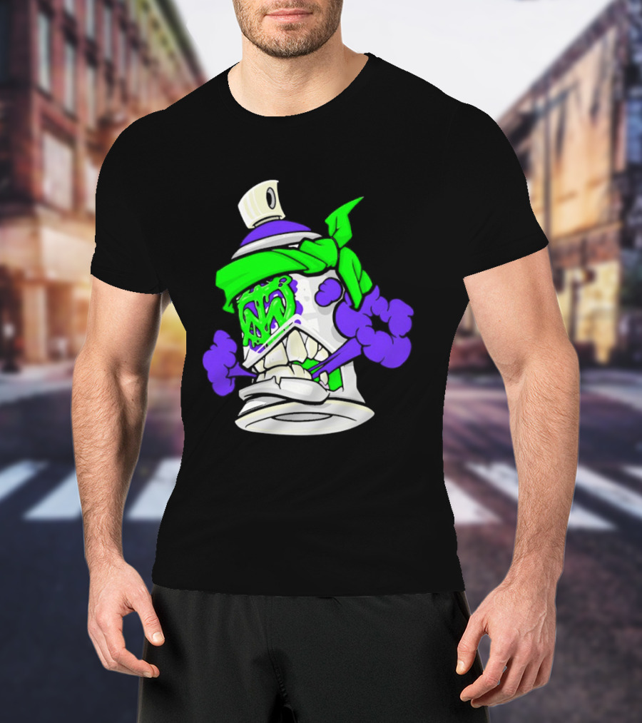 Trey Miguel Graffiti Spray Paint Can Cartoon Bandana T-Shirt