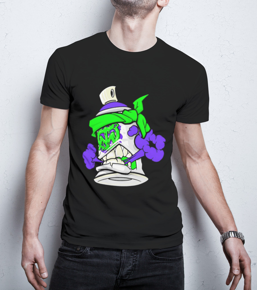 Trey Miguel Graffiti Spray Paint Can Cartoon Bandana T-Shirt