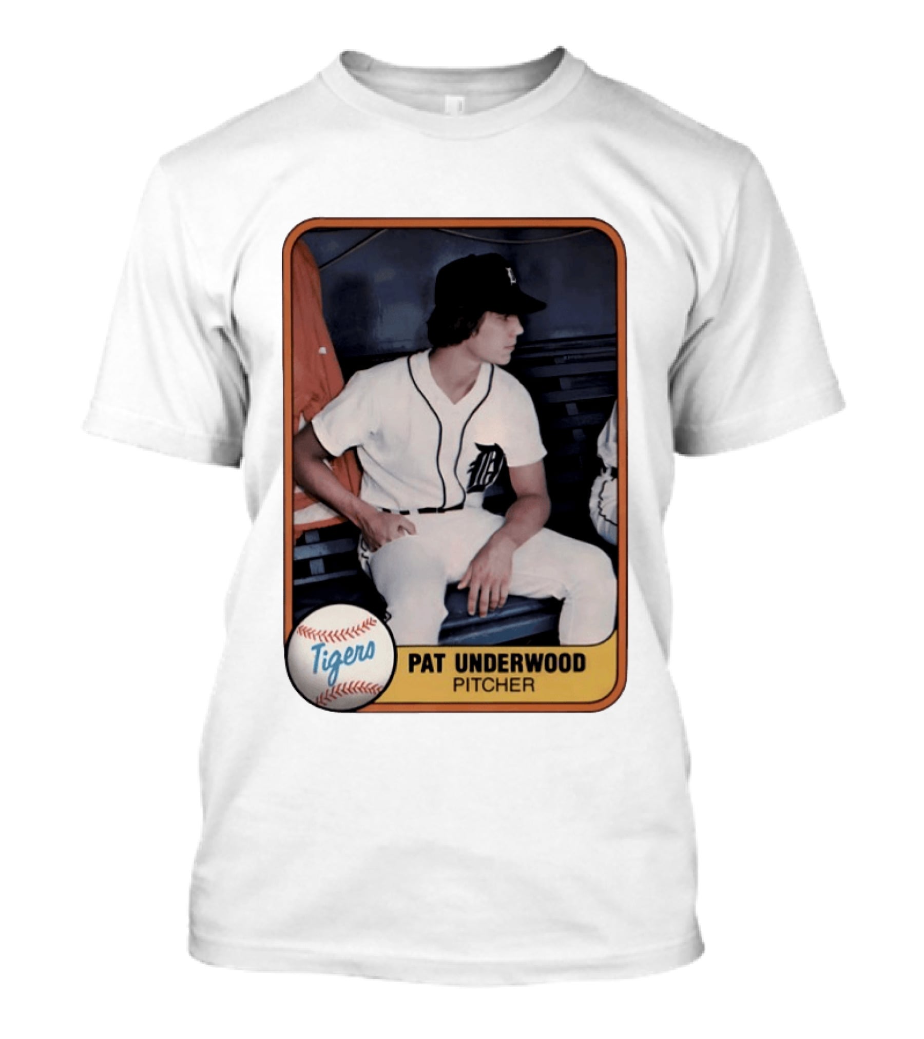 Tigers Pat Underwood Pitcher Baseball Card T-Shirt