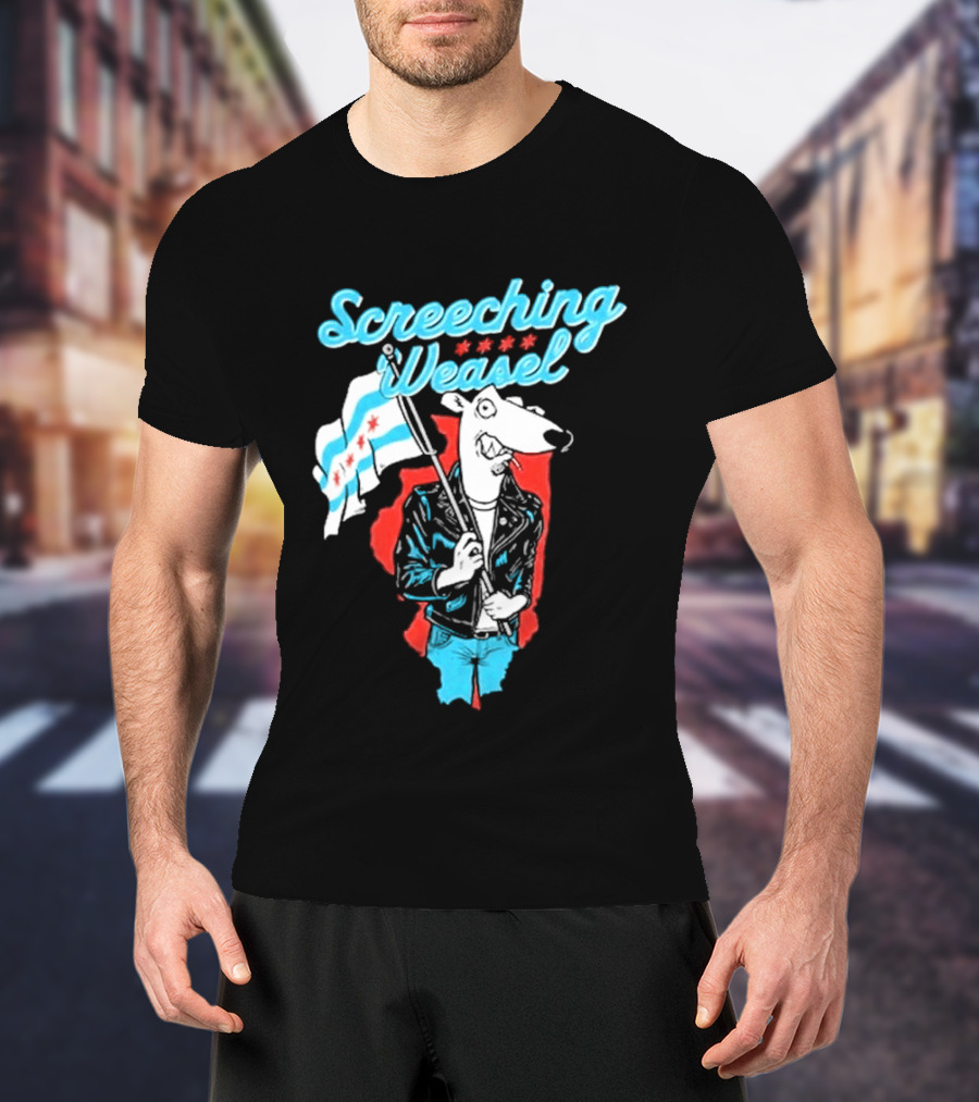 Screeching Weasel Chicago Flag Punk T-Shirt