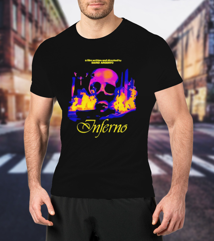 Inferno 80s Horror Skull Flames Psychedelic T-Shirt