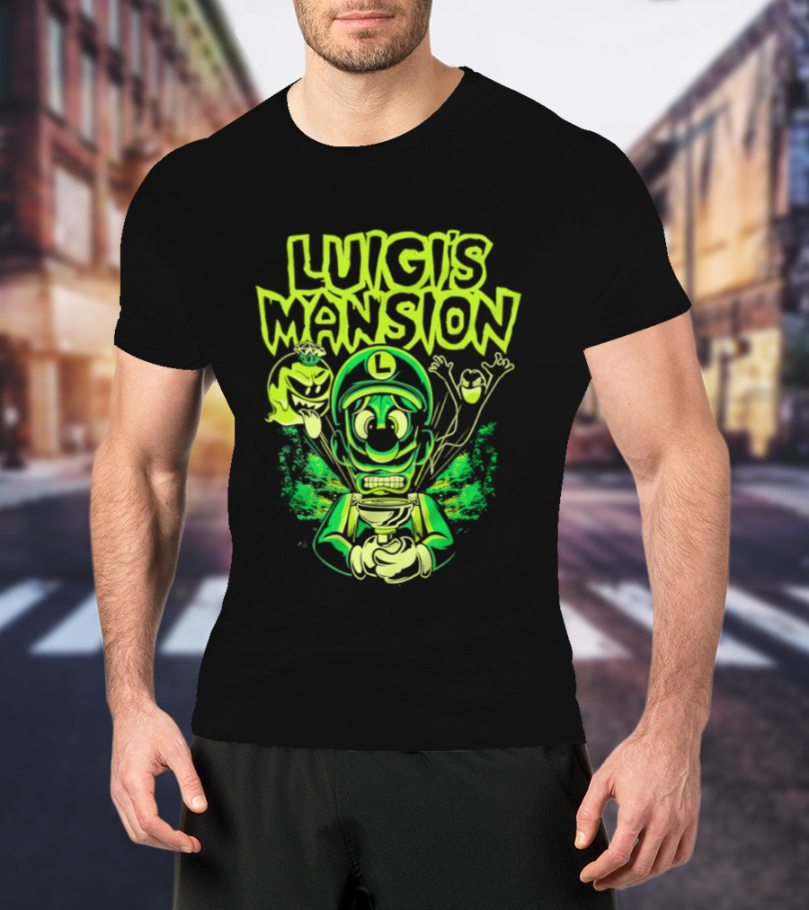 Luigi's Mansion Mario Game Character Neon Ghost T-Shirt