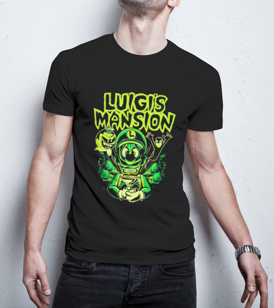 Luigi's Mansion Mario Game Character Neon Ghost T-Shirt