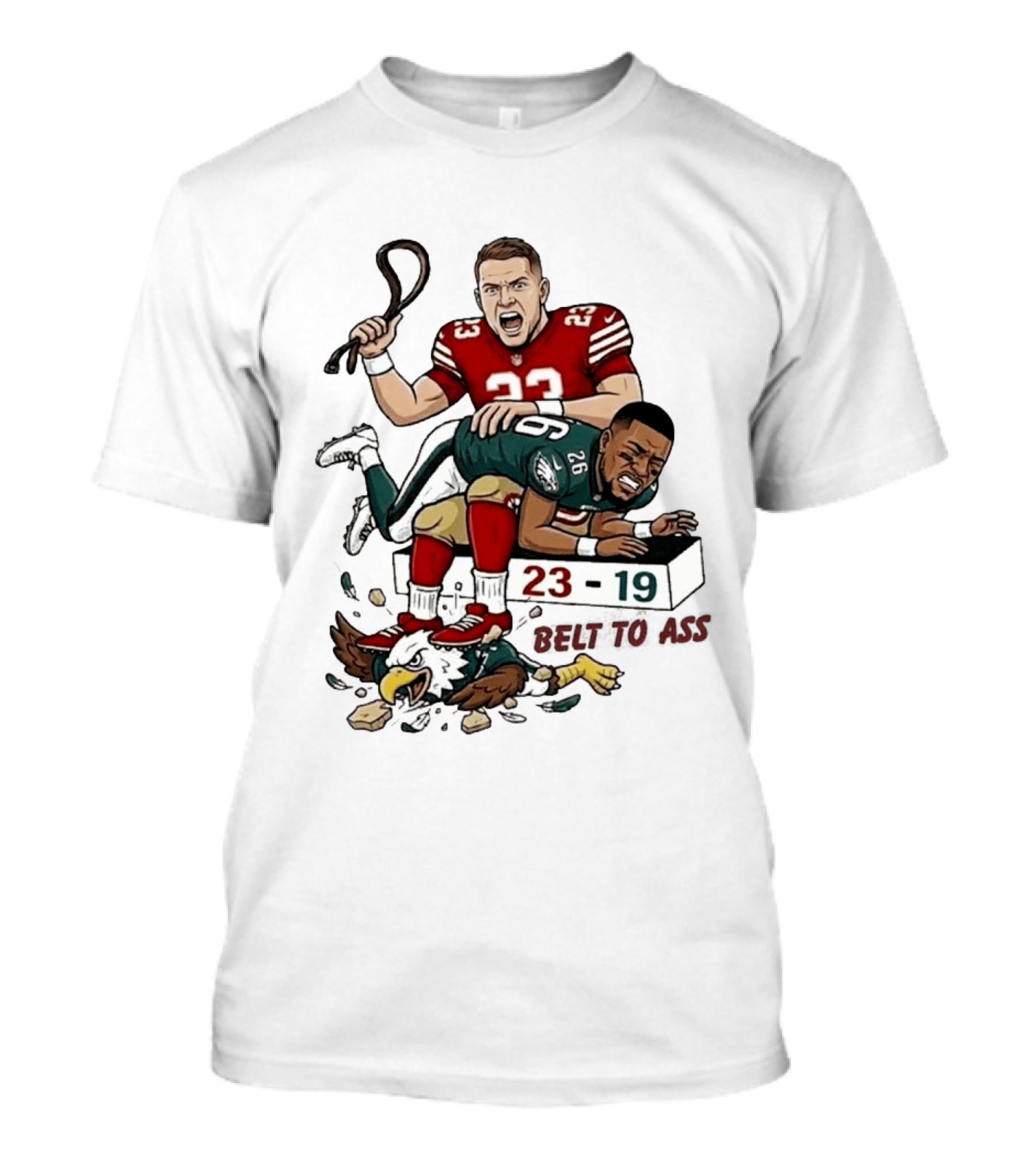 Christian Mccaffrey Belt To Ass 23 19 NFL Rivalry T-Shirt