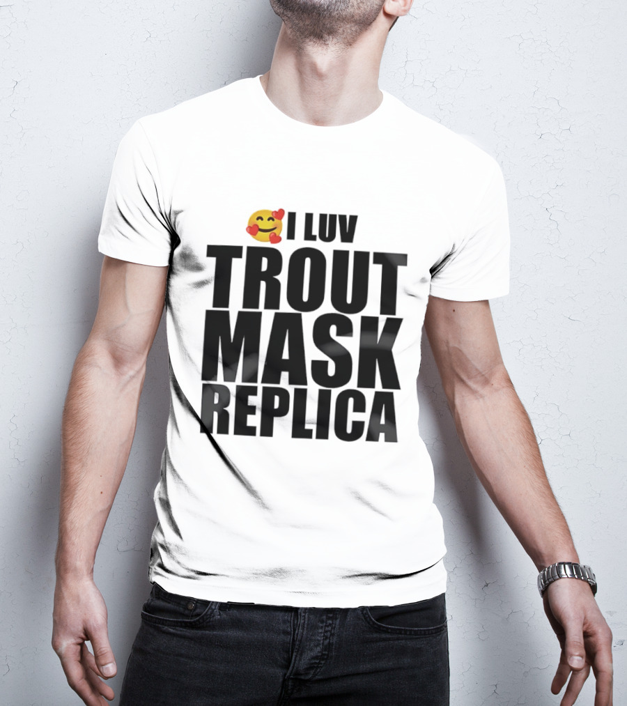 I Luv Trout Mask Replica Emoji Hearts T-Shirt