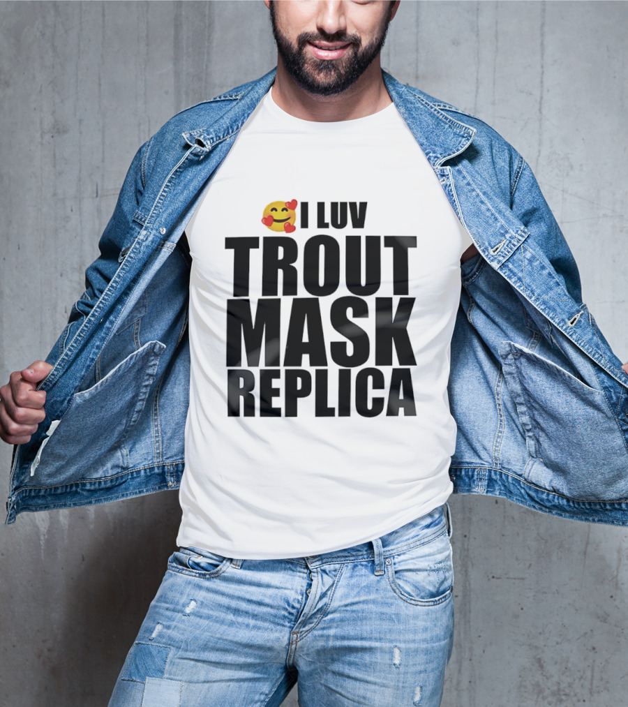 I Luv Trout Mask Replica Emoji Hearts T-Shirt