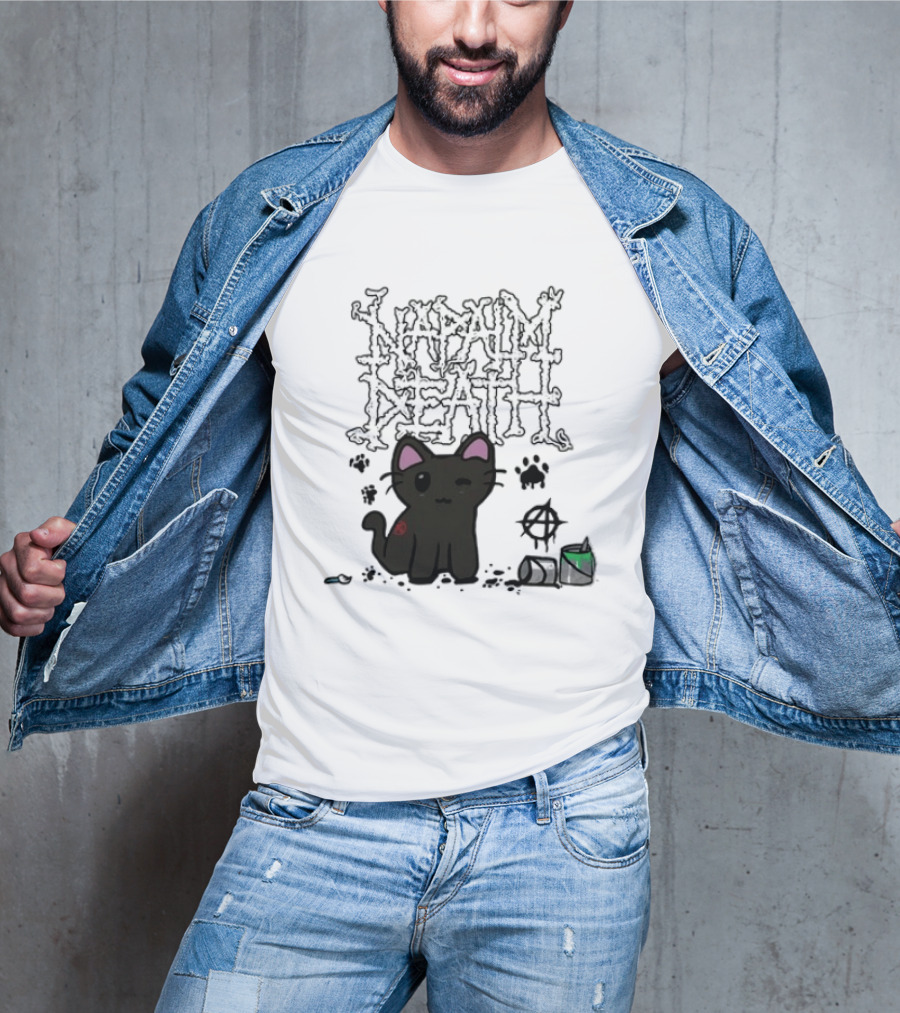 Napalm Death There Is No Authority But Cats Black Cat T-Shirt