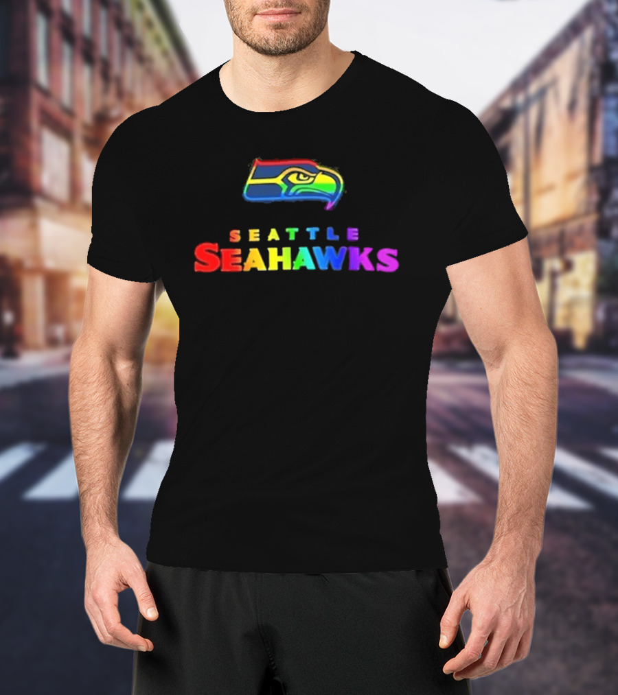Seattle Seahawks Rainbow Pride NFL Team Logo LGBTQ+ T-Shirt
