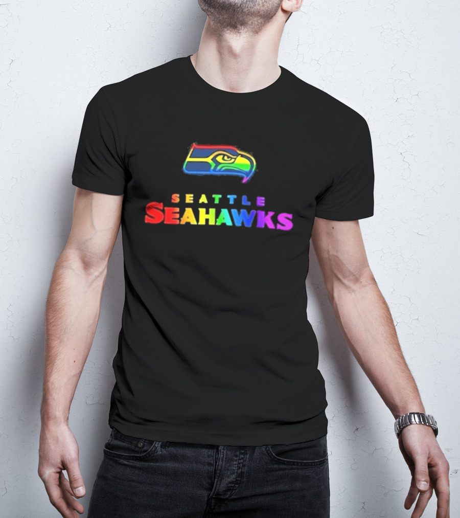 Seattle Seahawks Rainbow Pride NFL Team Logo LGBTQ+ T-Shirt