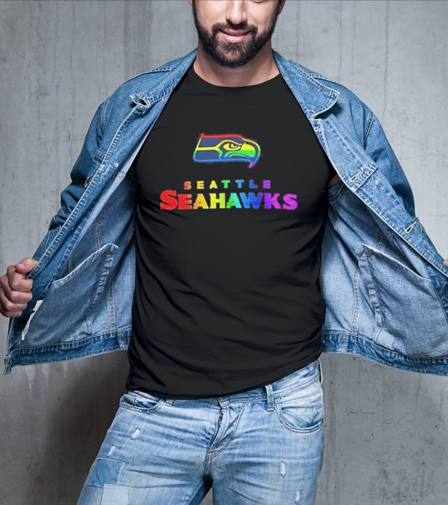 Seattle Seahawks Rainbow Pride NFL Team Logo LGBTQ+ T-Shirt