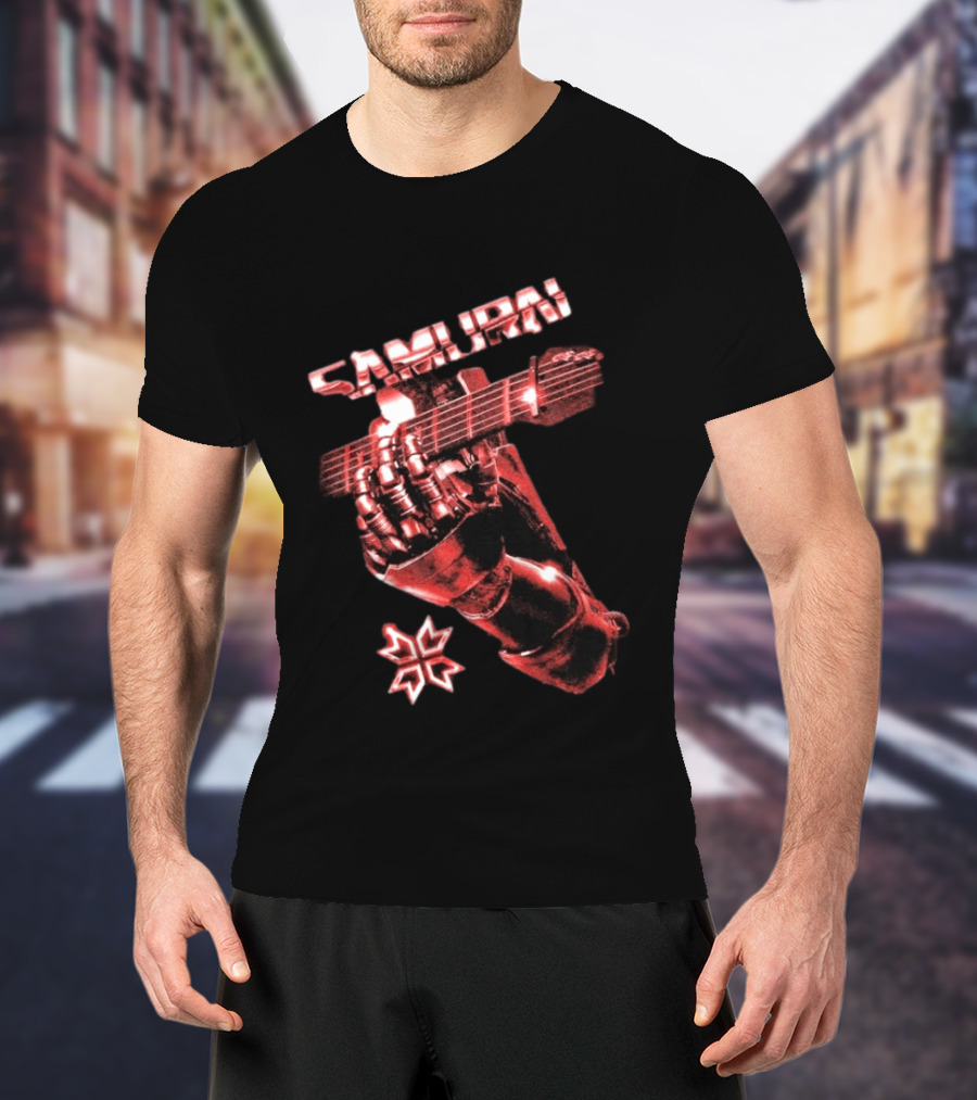 Samurai Cyberpunk 2077 Metallic Hand Guitar T-Shirt