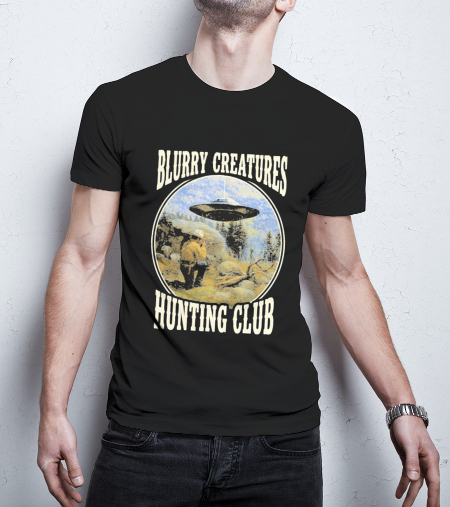 Blurry Creatures UFO Encounter Wilderness Adventure Hunting Club T-Shirt
