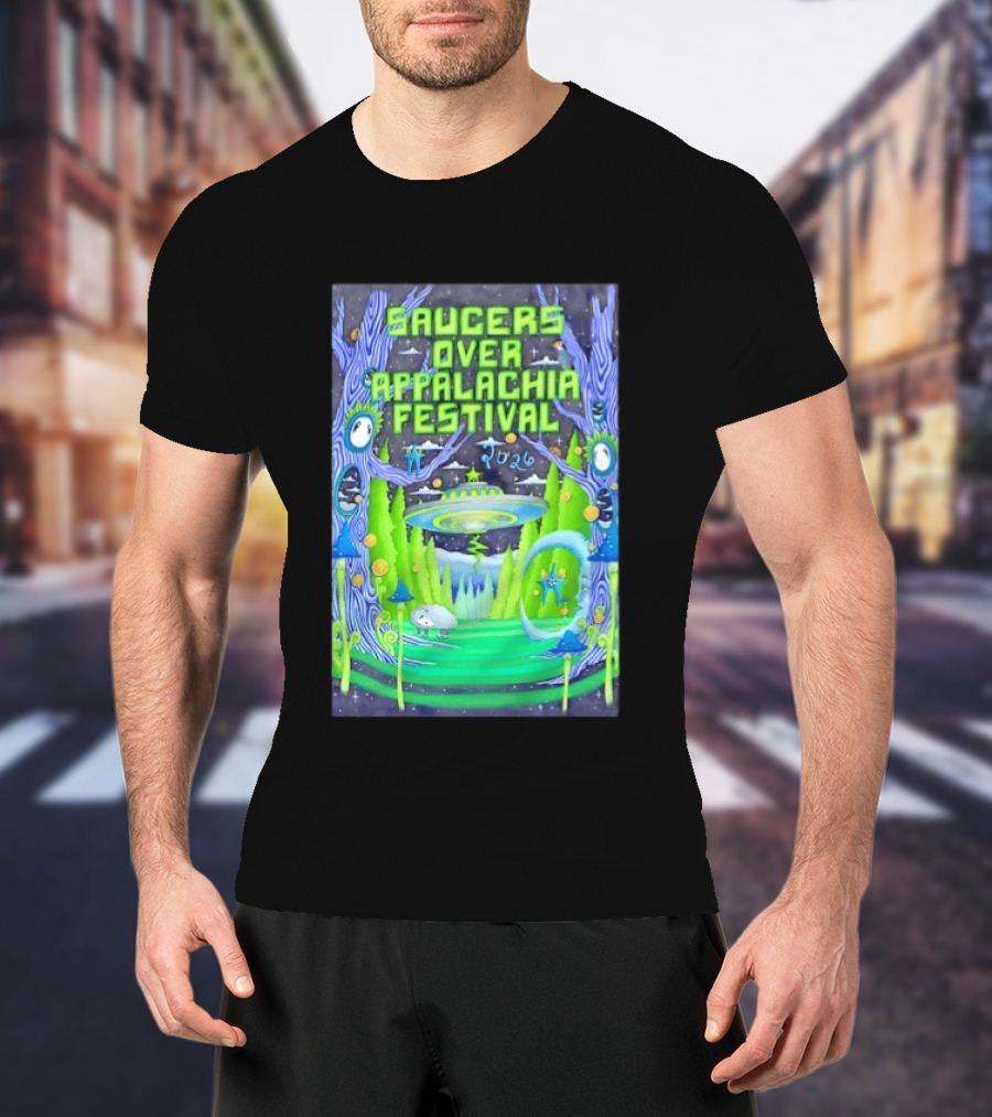 Saucers Over Appalachia Festival 2026 UFO Theme Bristol VA Jun 13 Forest Aliens T-Shirt
