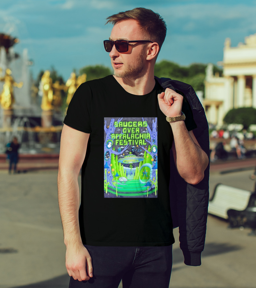 Saucers Over Appalachia Festival 2026 UFO Theme Bristol VA Jun 13 Forest Aliens T-Shirt