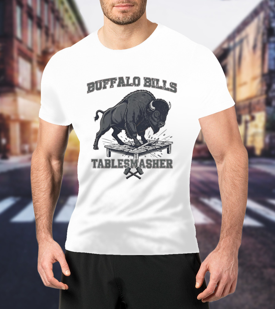 Buffalo Bills Table Smasher Buffalo Jumping Over Table T-Shirt