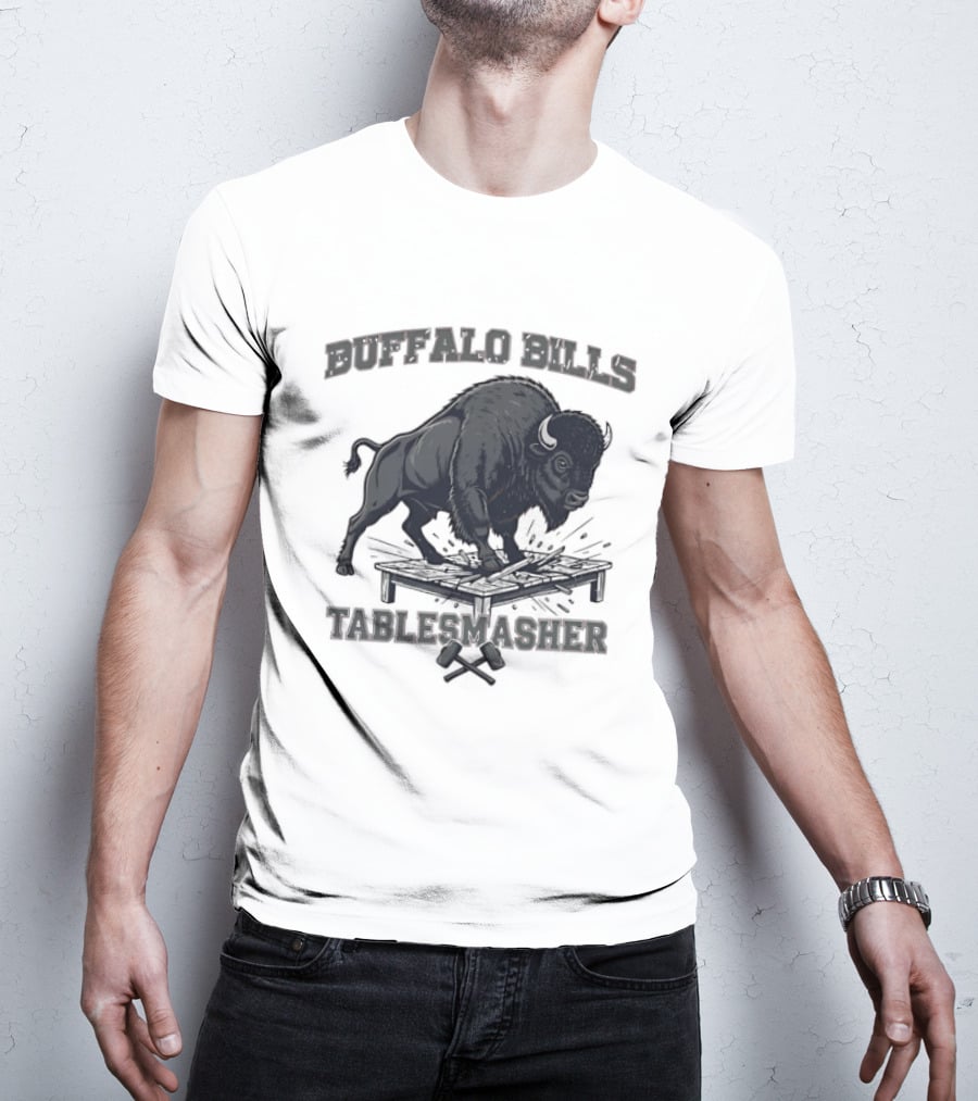 Buffalo Bills Table Smasher Buffalo Jumping Over Table T-Shirt