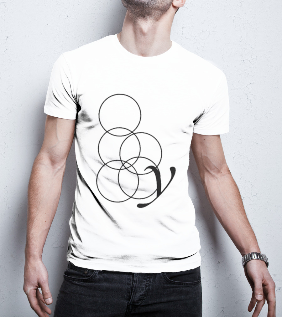 By Storm White Interlocking Rings Symbol With Stylized V T-Shirt