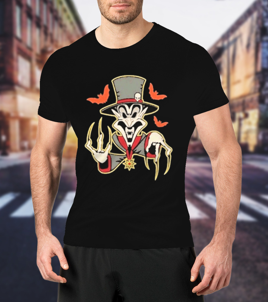 Insane Clown Posse Ringmaster Clown Top Hat Skeleton Bat Claws T-Shirt