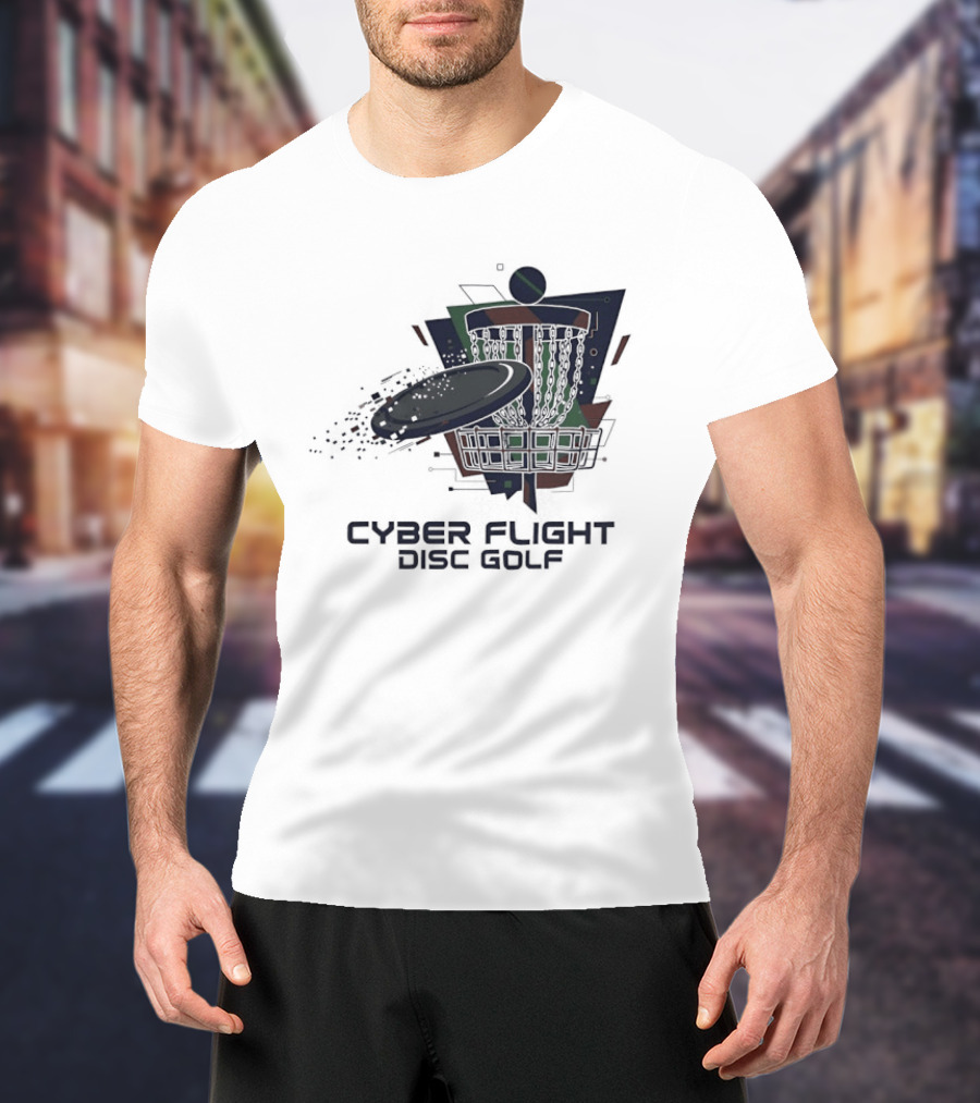 Cyber Flight Disc Golf Futuristic Basket T-Shirt