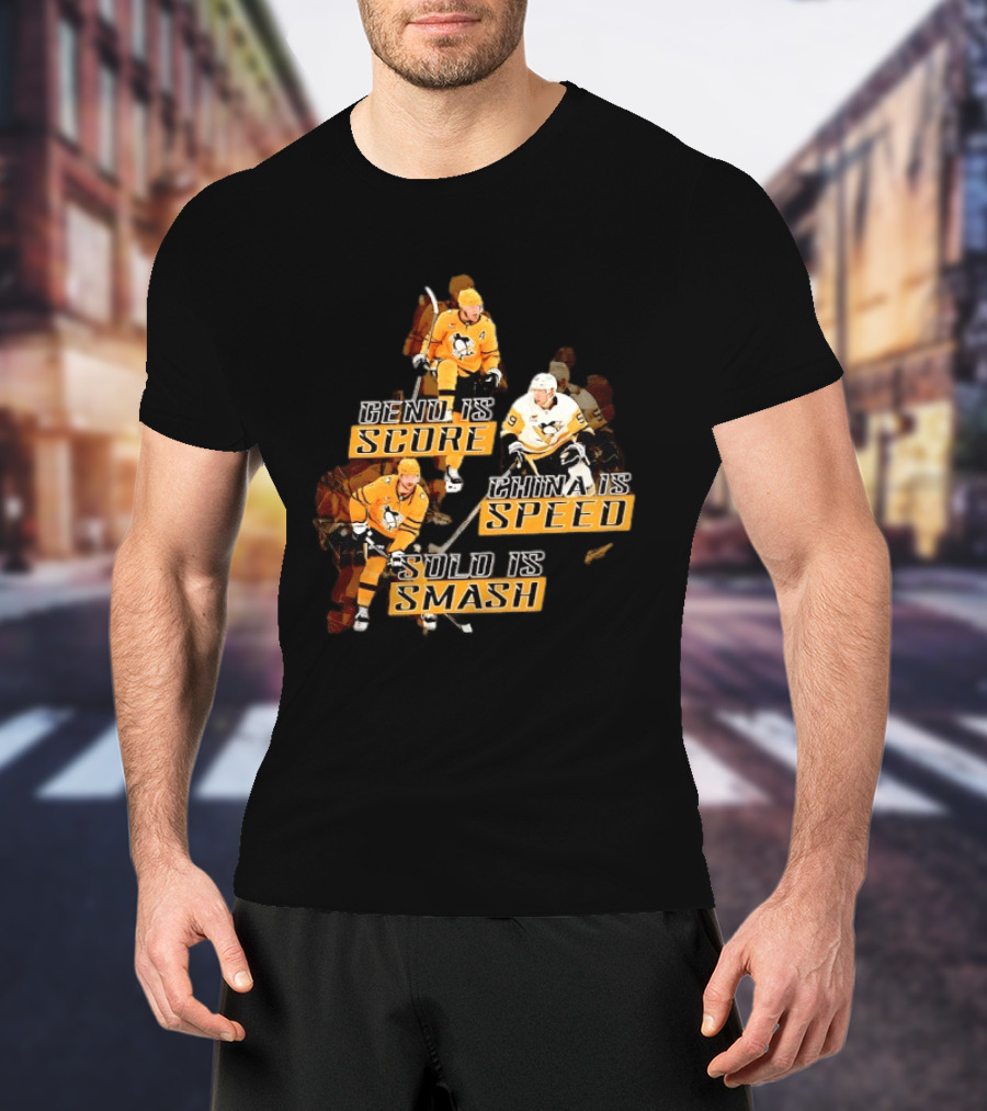 Pittsburgh Penguins Geno Score China Speed Solo Smash Hockey Players T-Shirt
