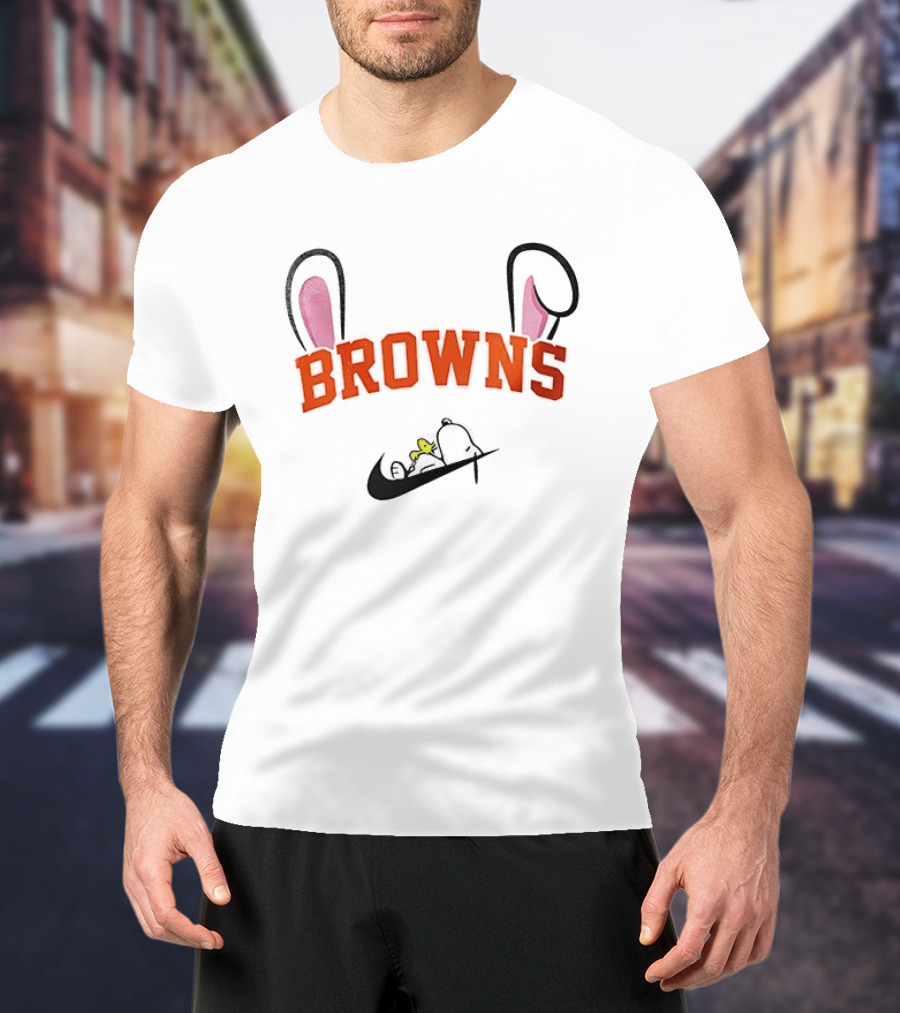 Cleveland Browns Peanuts Snoopy Woodstock Easter T-Shirt