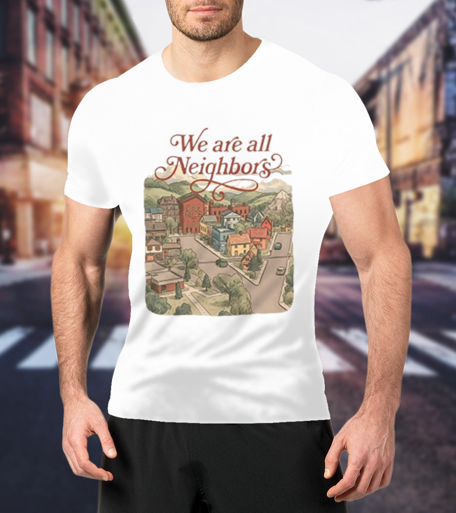 We Are All Neighbors Community Street Scene T-Shirt