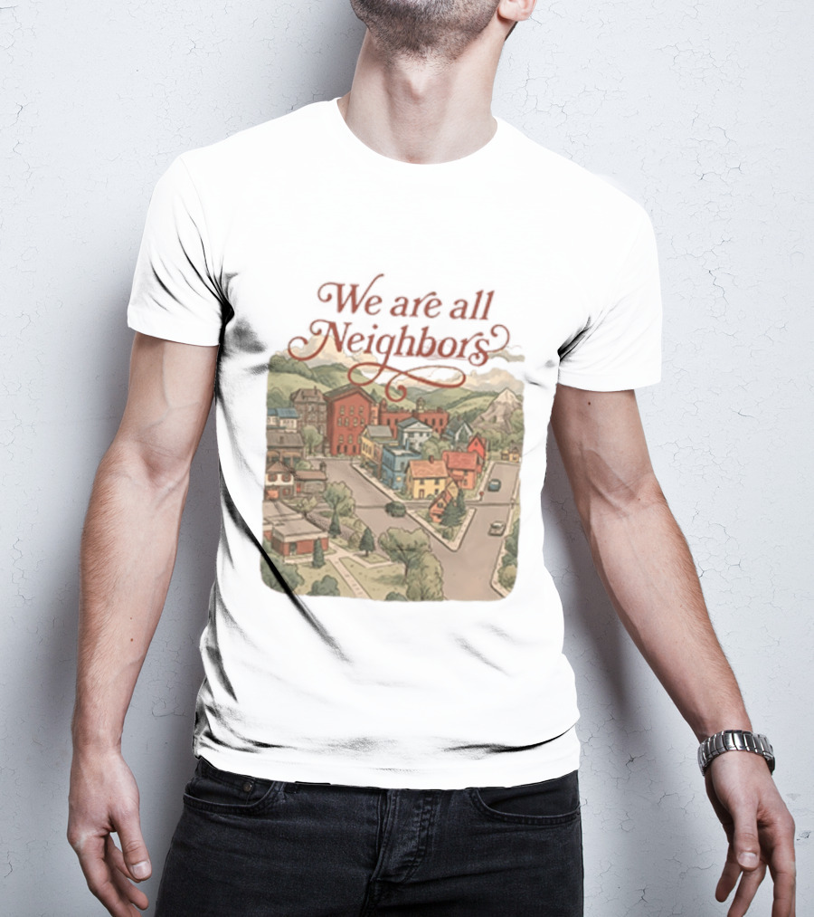 We Are All Neighbors Community Street Scene T-Shirt
