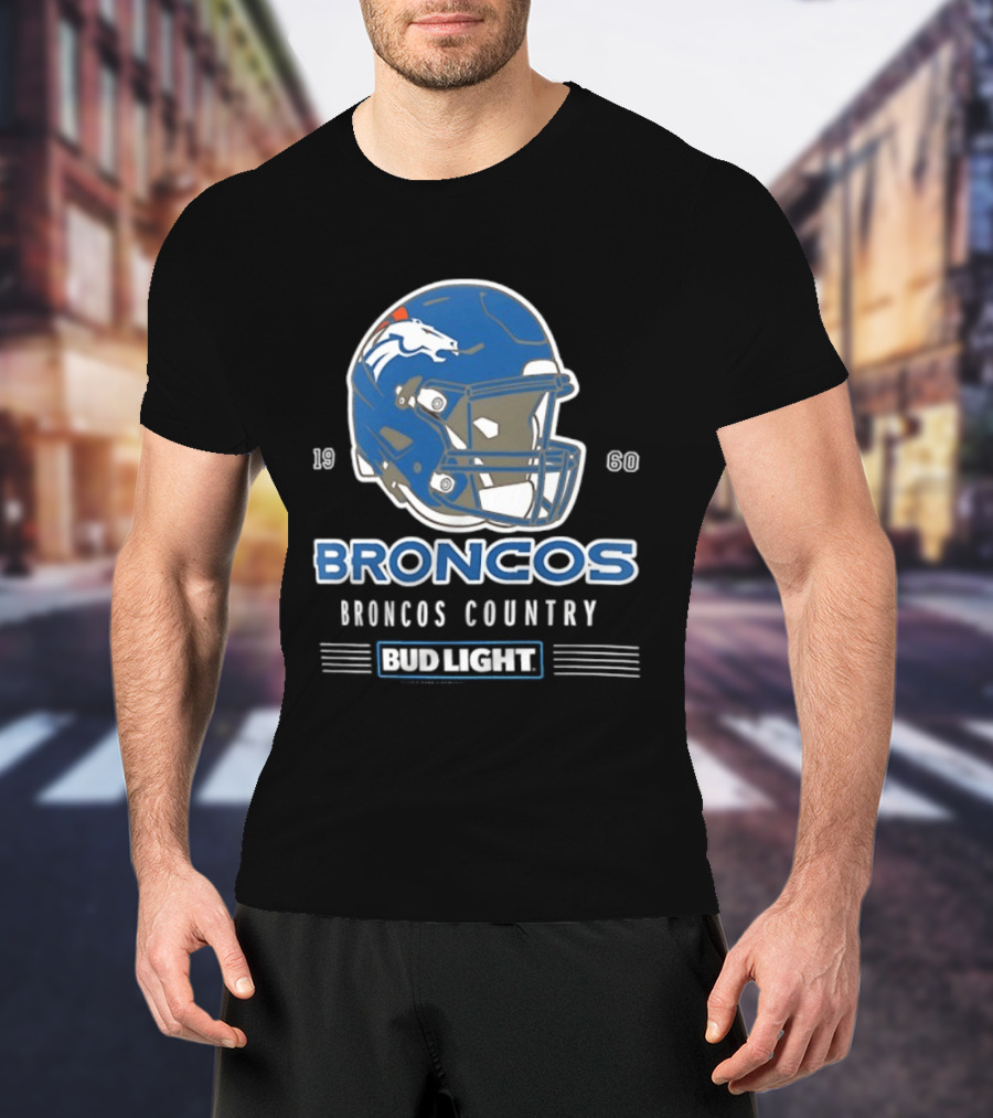 Broncos Country Bud Light NFL 1960 Helmet T-Shirt