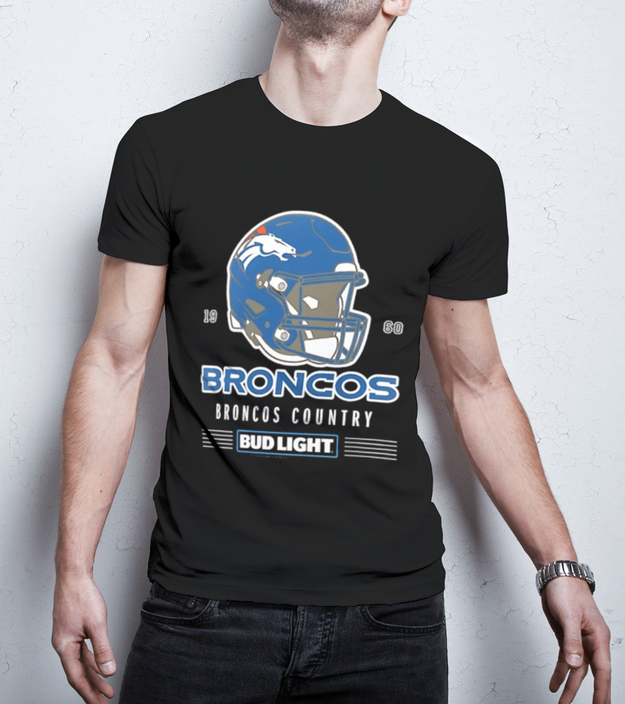 Broncos Country Bud Light NFL 1960 Helmet T-Shirt