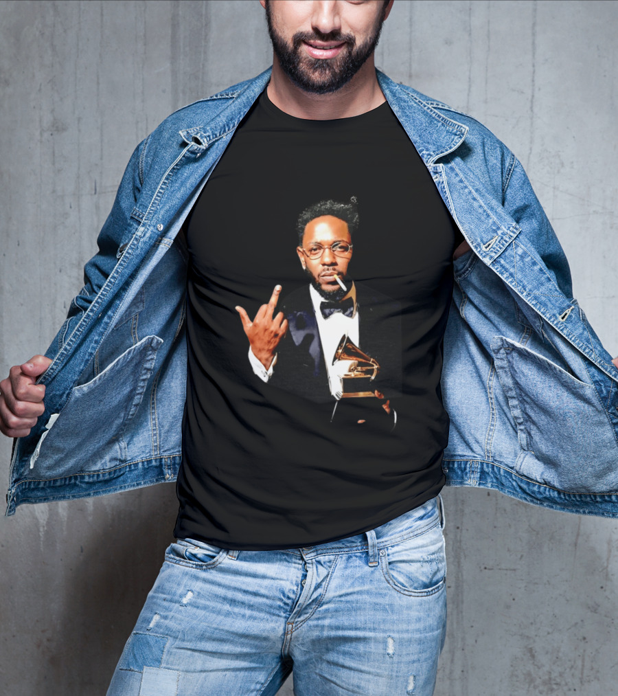 Kendrick Lamar Smoking Grammy Middle Finger Tuxedo T-Shirt