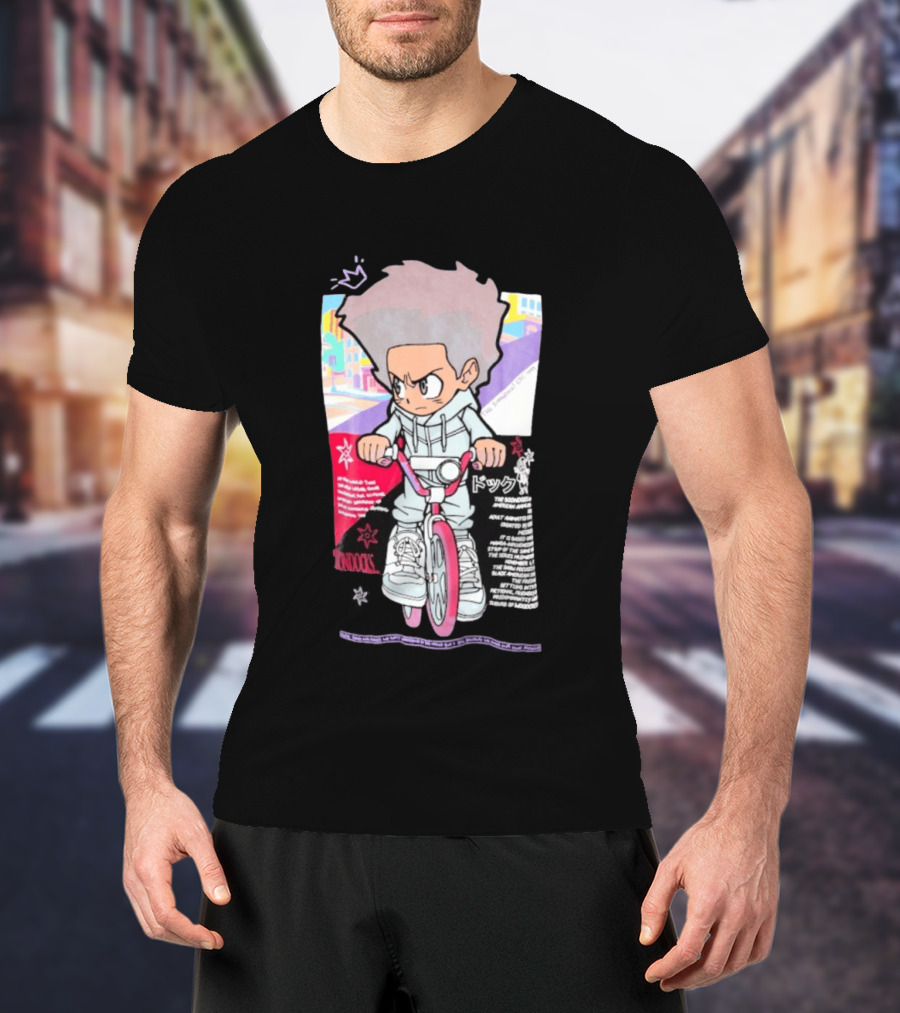 The Boondocks Freeman Cycle Anime Mashup Kid Biking Edgy T-Shirt