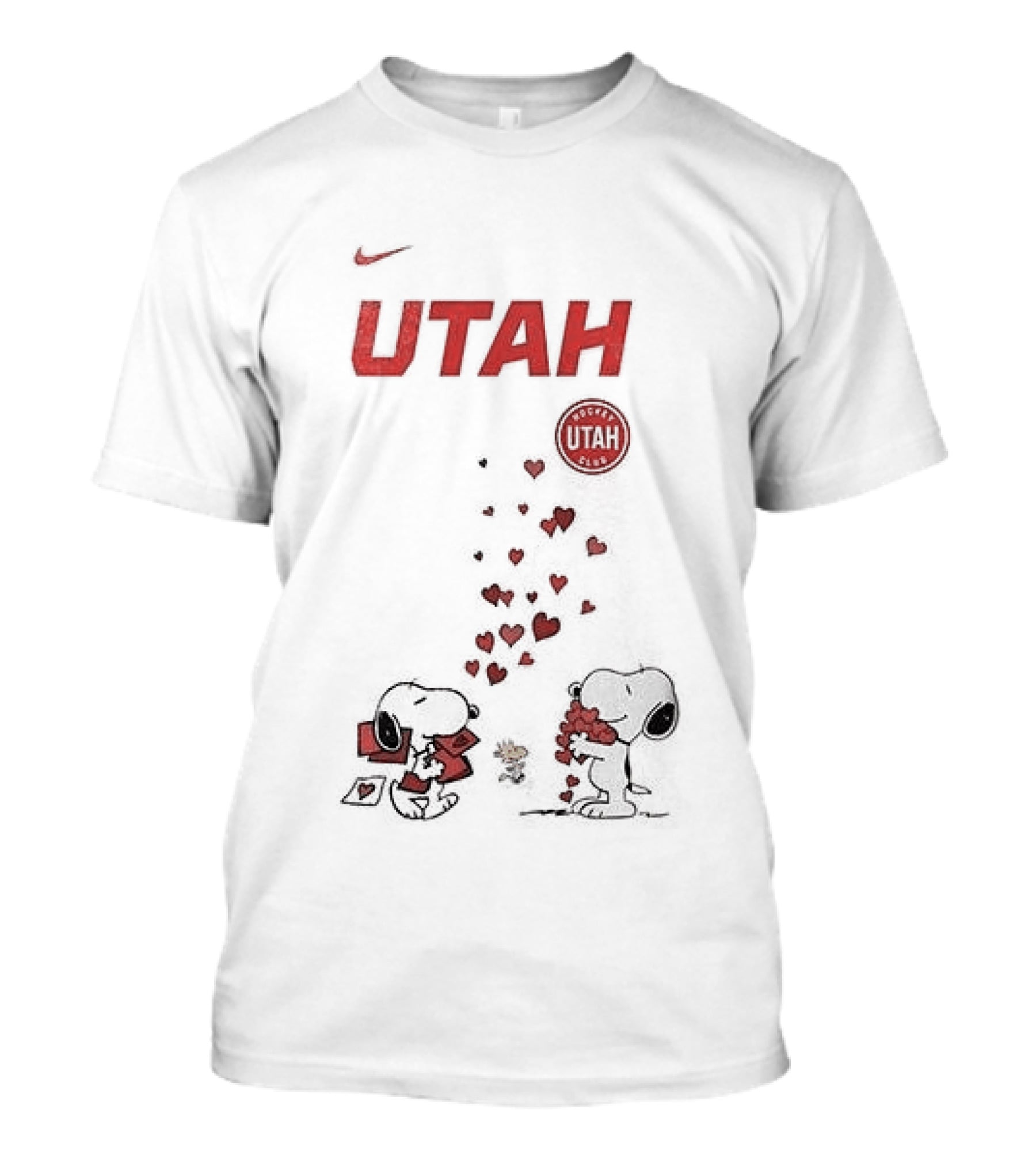Utah Mammoth Snoopy Valentine Hearts Love U.S. T-Shirt