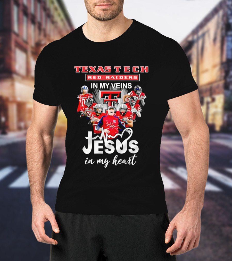 Texas Tech Red Raiders In My Veins Jesus In My Heart T-Shirt