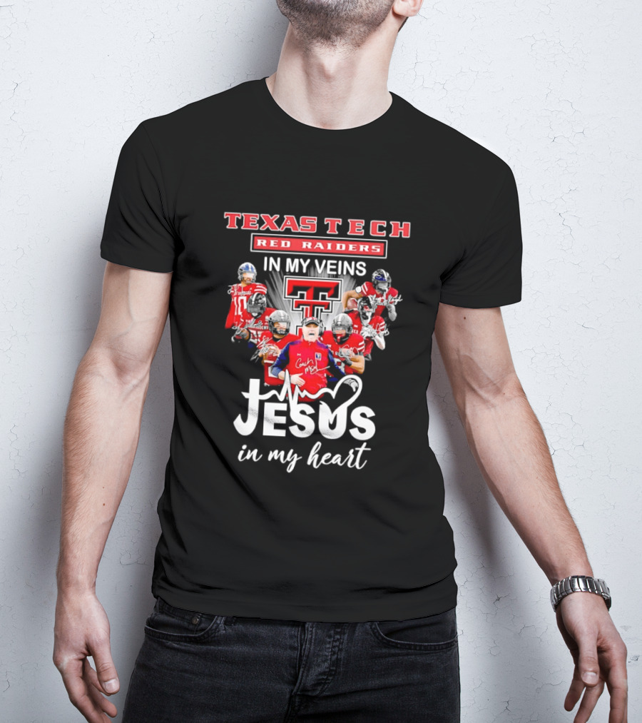Texas Tech Red Raiders In My Veins Jesus In My Heart T-Shirt