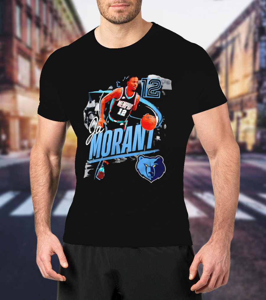 Ja Morant Memphis Grizzlies Number 12 Basketball Player Action T-Shirt