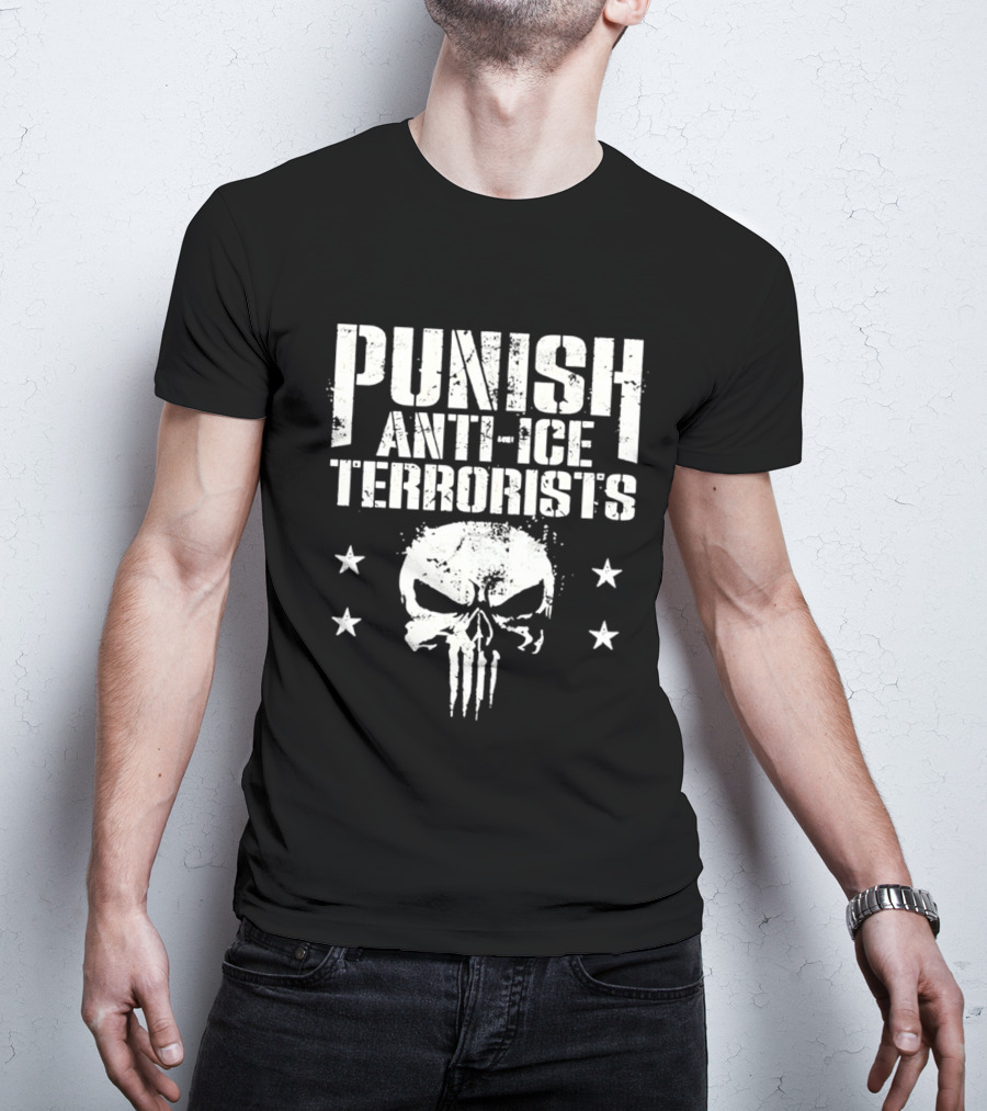 Punish Anti Ice Terrorists Skull Stars T-Shirt