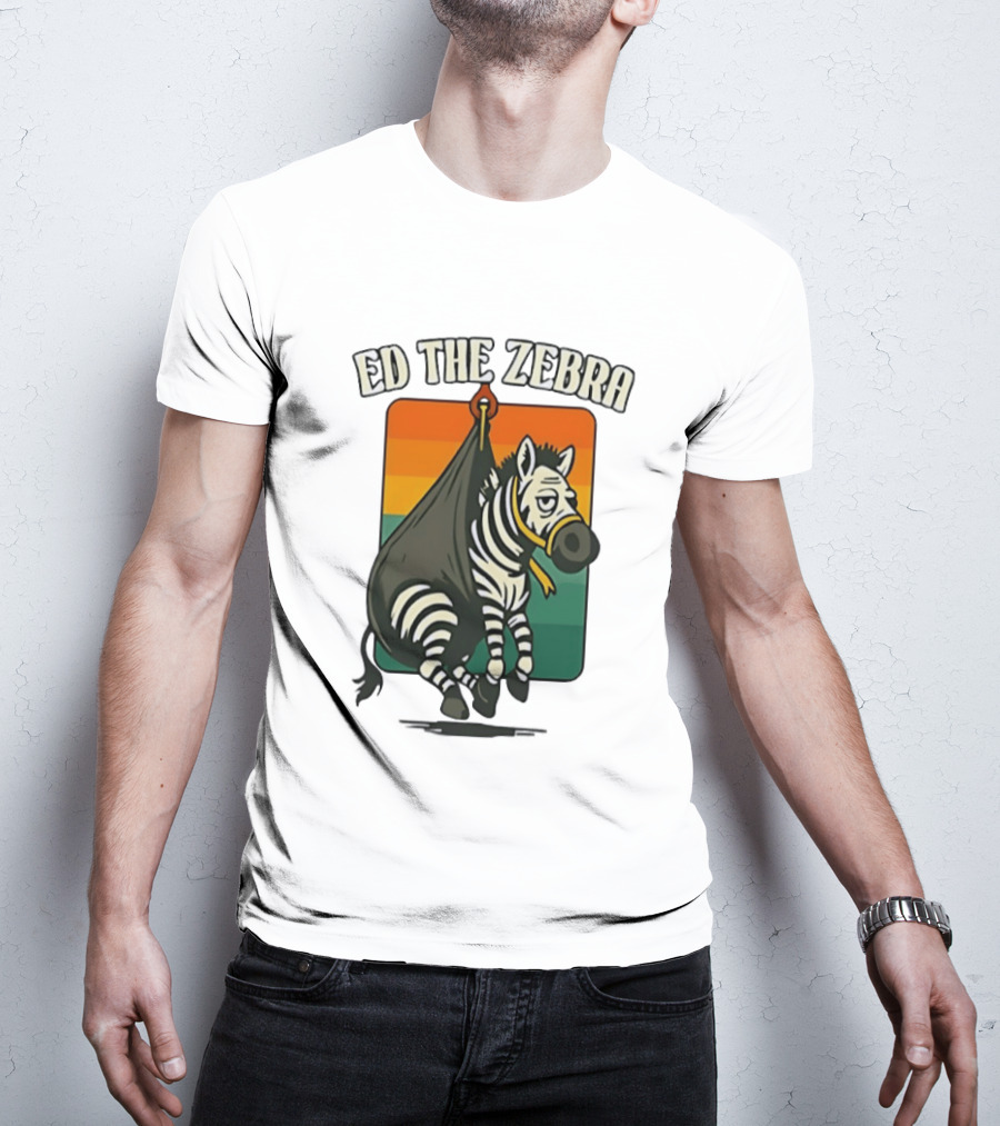 Ed The Zebra Retro Striped Capture Scene T-Shirt