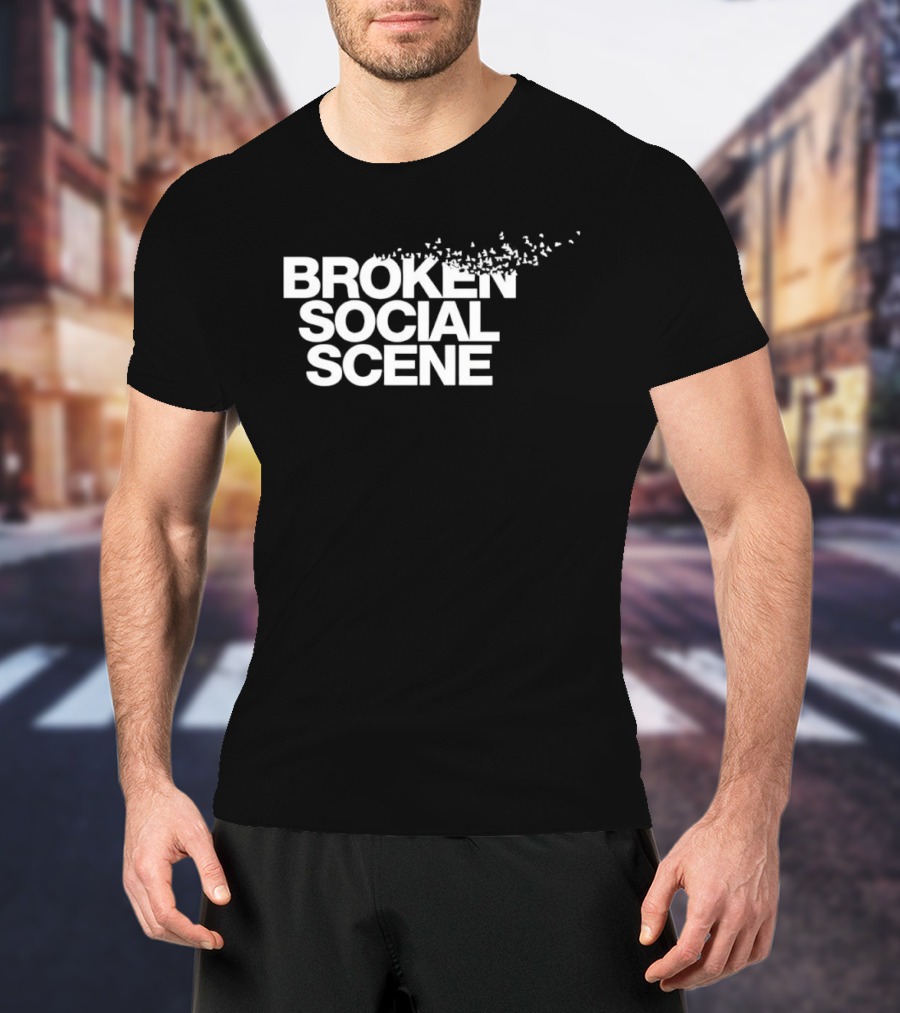 BROKEN SOCIAL SCENE Text With Fragmented Effect T-Shirt