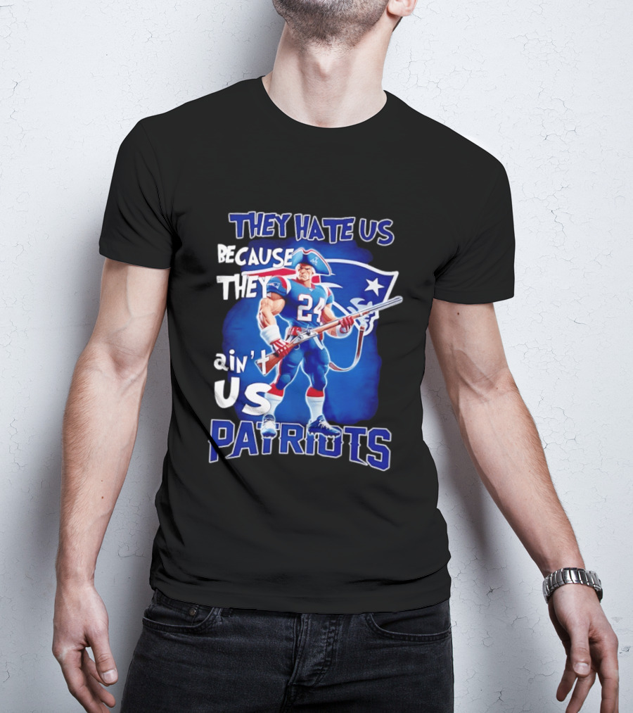 They Hate Us Because They Ain't Us Patriots 24 Holding Shotgun T-Shirt