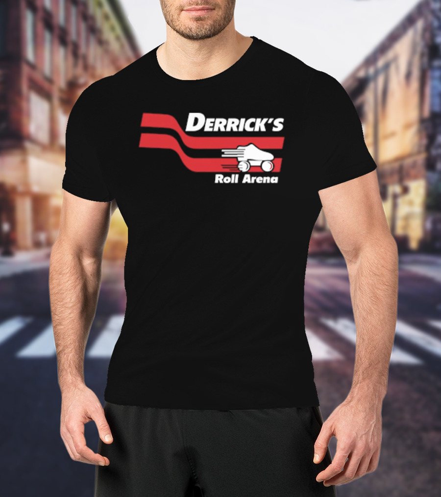 Derrick's Roll Arena Retro Skating Rink Neon Roller Skate T-Shirt
