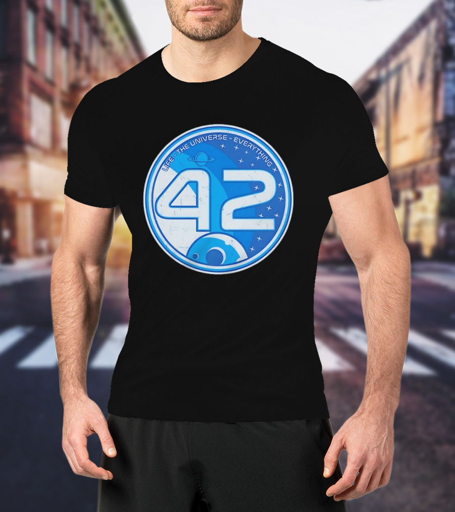 Life The Universe Everything 42 Planet And Stars Iconic Number T-Shirt
