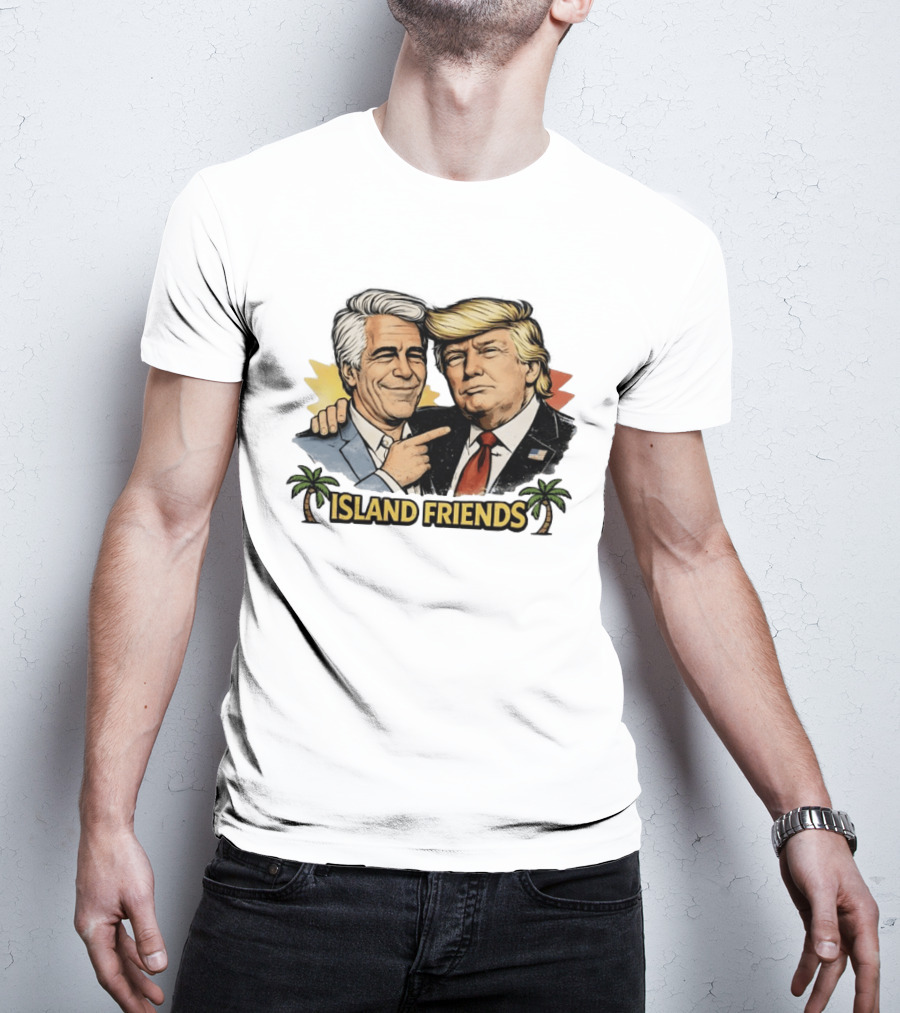 Trump And Epstein Island Friends Iconic Duo With Tropical Palm T-Shirt