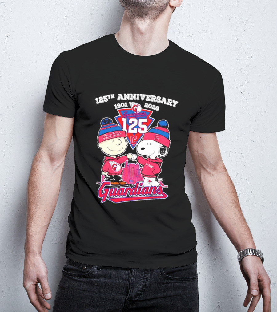 Charlie Brown Snoopy 125th Anniversary Cleveland Guardians Go Tribe T-Shirt